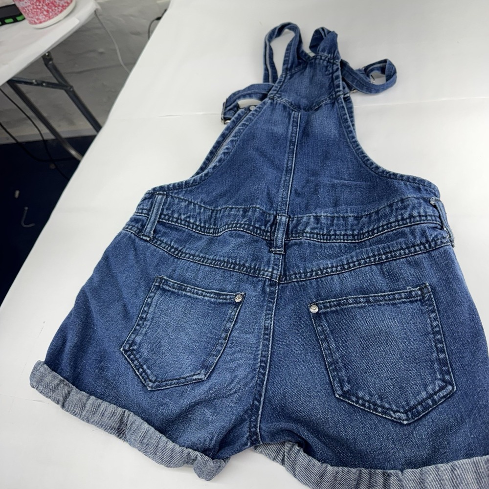Women's l.e.i. Short Bib Denim Overalls sz Small *Cuffed* Shortalls - Picture 6 of 9